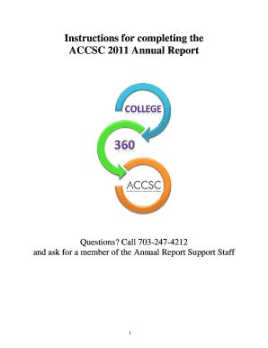 Fillable Online Instructions for completing the ACCSC 2011 Annual ...