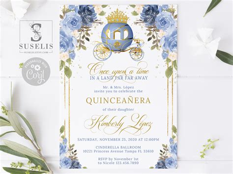 Cinderella Quinceanera Invitation, Carriage Invitation XV Anos Sweet ...