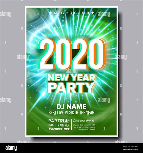 2020 Christmas Party Flyer Poster Vector. Happy New Year. Night Club ...