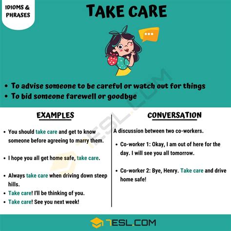 "Take Care" Meaning, Origin and Examples • 7ESL