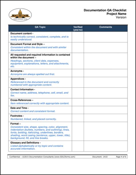 Qa Form Template