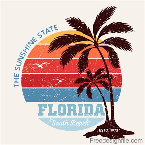 Florida South Beach Logo design vector free download