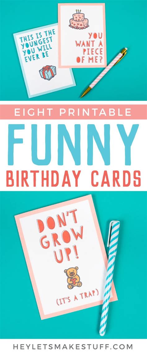 Free Funny Printable Birthday Cards for Adults - Eight Designs!