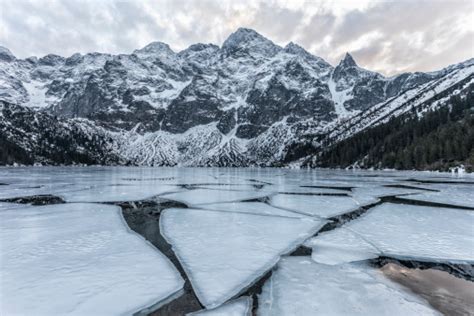 Beautiful Mountain Lake Morskie Oko In Winter High Tatras Poland Stock Photo - Download Image ...