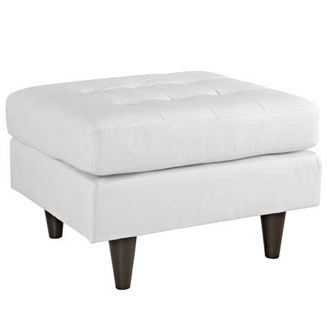 Modern Contemporary Leather Ottoman, White Leather - Walmart.com