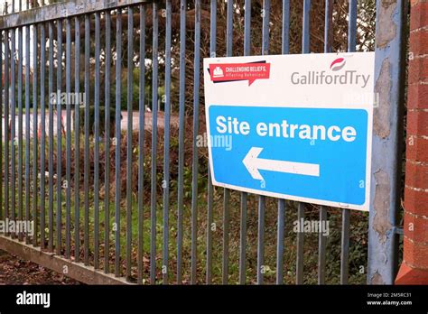 December 2022 - Site entrance sign on the gates outside a construction project being undertaken ...