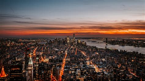 New York City Skyline At Sunset