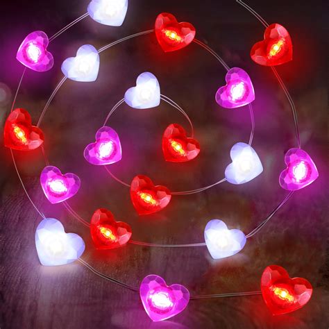 Amazon.com: [Timer] 3 PCS Valentines Day Lights, Red Pink White Heart ...