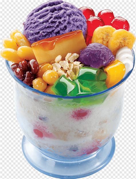 과일 토핑과 얼음 충돌, 아이스크림 Halo-halo 필리핀 요리 빙수 디저트, 서양 요리사, 식품, 레시피, 냉동 디저트 png | PNGWing