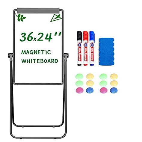 Stand White Board Magnetic 36×24 inches Dry Erase Board Double Sided Adjustable Flipchart Easel ...