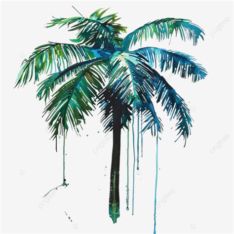 Decorative Palm Tree Painting With Water Dripping, Art, Painting, Palm Tree PNG Transparent ...