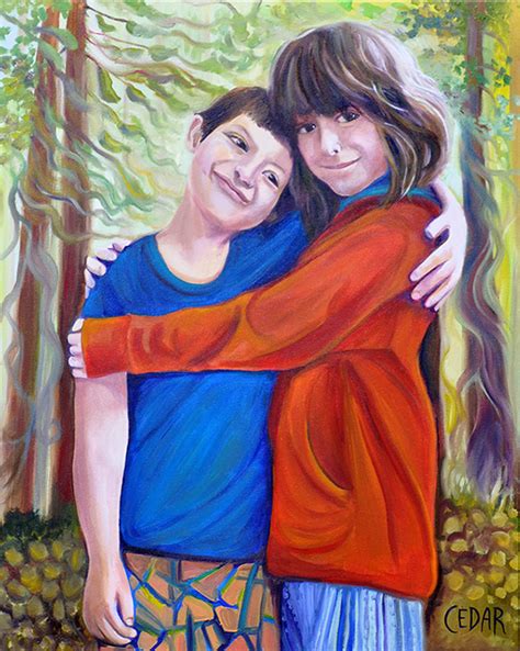 Sweet Sibling Portrait - Art by Cedar Lee