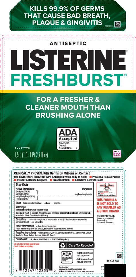 NDC 69968-0239 Listerine Freshburst Antiseptic Mouthwash Oral