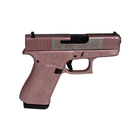 Glock 43X Glocks & Roses Pink Custom Engraved 9mm Pistol