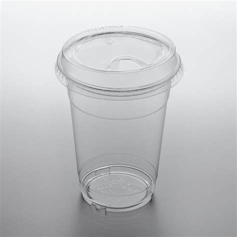 Choice 16 oz. Clear PET Plastic Cup with Sip-Through Lid - 50/Pack