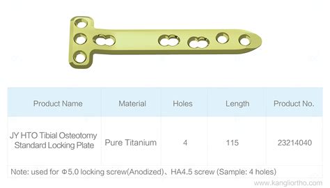 JY HTO Tibial Osteotomy Standard Locking Plate • Kangli Orthopedics