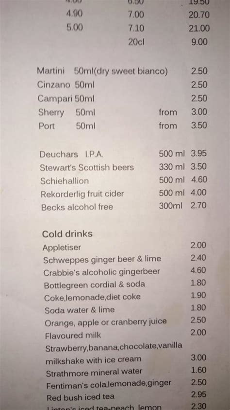 Menu at Cafe Grande, Edinburgh, 182-184 Bruntsfield Pl