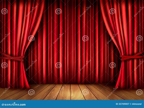 Background with Red Velvet Curtain and a Wooden Fl Stock Vector - Illustration of luxury, poster ...