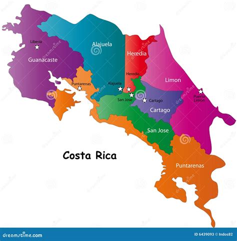 Map of Costa Rica stock vector. Illustration of design - 6439093