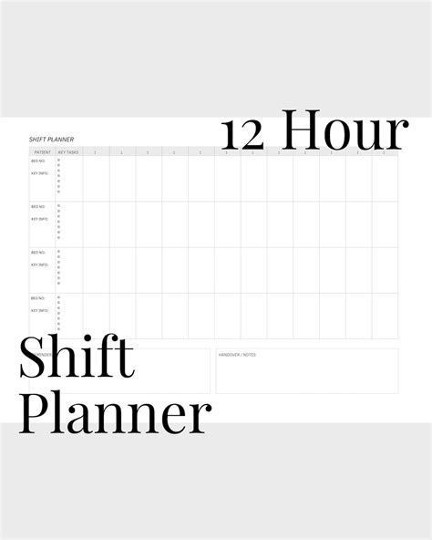 12 Hour Nurse Shift Planner - Etsy