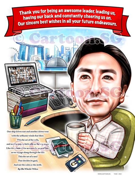Saying Goodbye to Boss with an Impressive Gift – Caricature Artists Singapore, Cartoon.SG