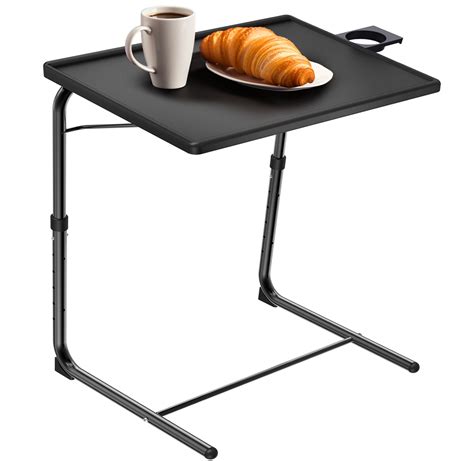 Adjustable TV Tray Table with 6 Height & 3 Tilt Angle, Folding TV Table ...