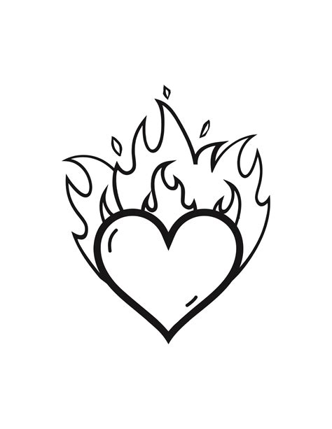 Fire Heart Coloring Pages