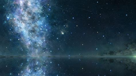 Bright Stars Up Above The Water Around Mountain HD Space Wallpapers | HD Wallpapers | ID #42167