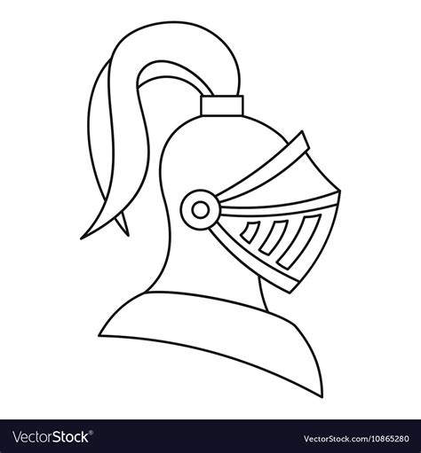 Medieval knight helmet icon outline style Vector Image