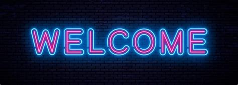 Beautiful vector neon inscription welcome | Premium Vector