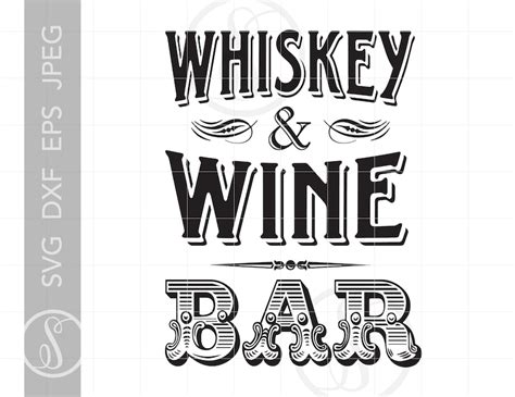 Whiskey Wine Bar Art SVG Design Vintage Bar Sign SVG Dxf Eps | Etsy