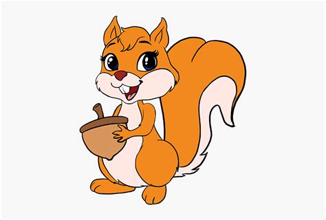 Clipart Love Squirrel - Drawing Of Squirrel With Colour, HD Png Download - kindpng