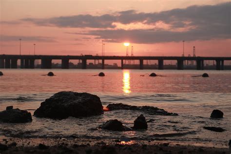 Sun Sunset Glow Sea Water Bridge Sunset Clouds Rocks Nature Wallpaper - Resolution:1920x1280 ...