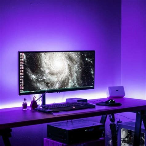 Gaming Setup with Led Strip Lights 32.8ft RGB LEDs Color Changing ...