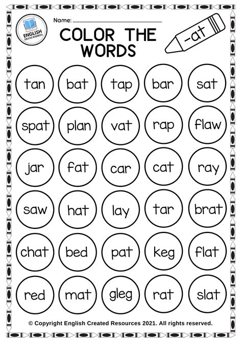 Word Family Coloring Activities - English Created Resources