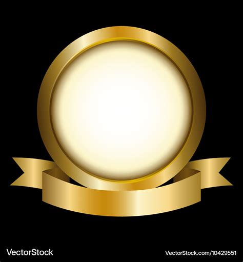 A gold circle with ribbon emblem Royalty Free Vector Image