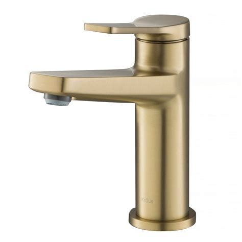 Premium Brushed Gold Finish Single Handle Bathroom Faucet | Kraus