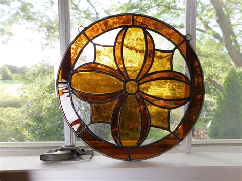 Vintage Round Stain Glass Hanging Window - Etsy | Stained glass, Glass ...