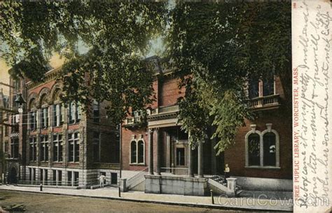 Free Public Library Worcester, MA Postcard