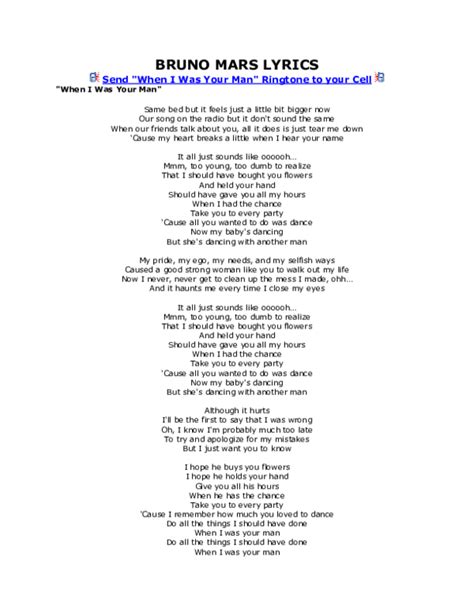 (DOC) BRUNO MARS LYRICS | bunga falinta - Academia.edu