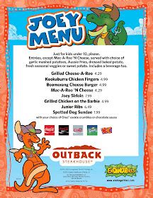 The Kids Menu: Outback Steakhouse Kids' Menu