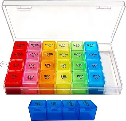 ZVZM Pill Box Organiser 7 Day 4 Times a Day, Extra Large Medication Organizer, Portable Dosset ...