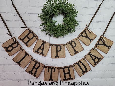 Burlap Happy Birthday Banner Rustic Party Decor First - Etsy