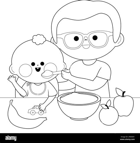 Child and parent eating fruit Black and White Stock Photos & Images - Alamy