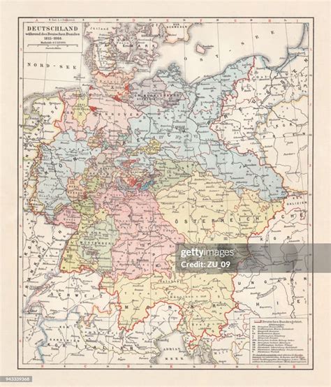 Map Of The German Confederation Lithograph Published In 1897 High-Res ...