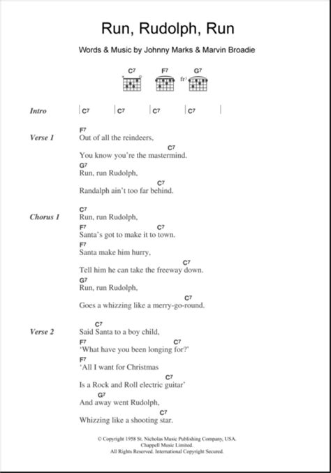 Run Rudolph Run - Guitar Chords/Lyrics | zZounds