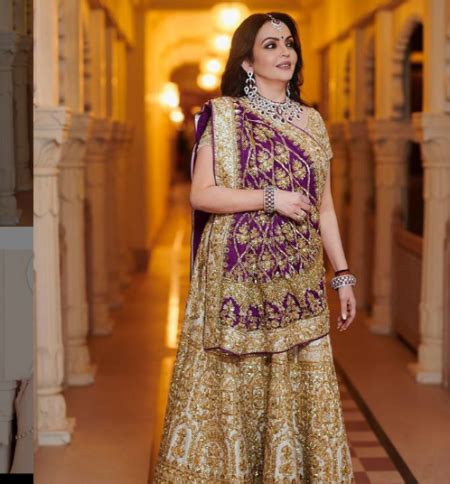 Nita Ambani In A Beige ,Blue Color Lehenga ,Wear In Isha Ambanis ...