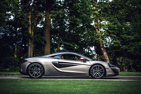 Wallpaper McLaren 2016 570S Coupe Silver color Side auto