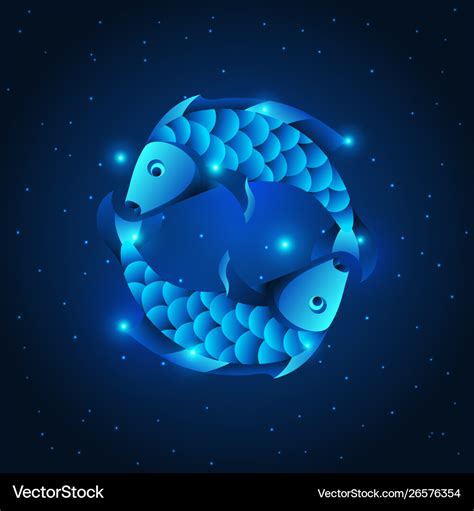 Pisces zodiac sign blue star horoscope symbol Vector Image