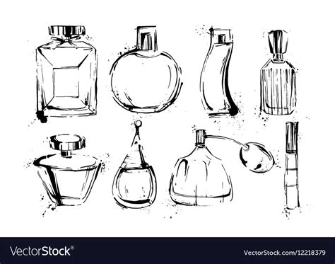 Perfume bottles set fashion sketch hand drawn Vector Image